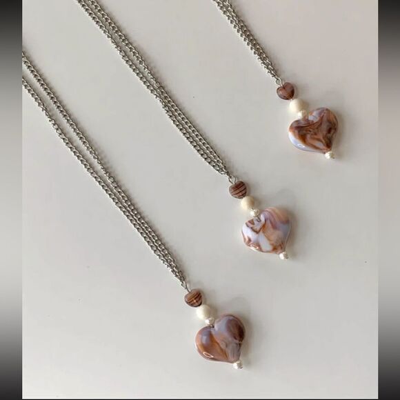🍓Coffee Creme Necklace ☕️✨ Handmade Jewelry Coffee Lover Y2K Cottage Core​ - Picture 1 of 2